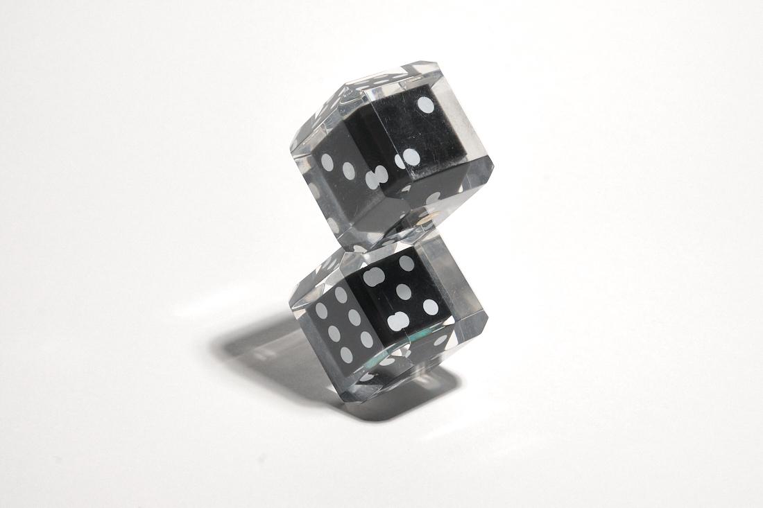 Oversized Dice in Lucite, French (1 of 2)