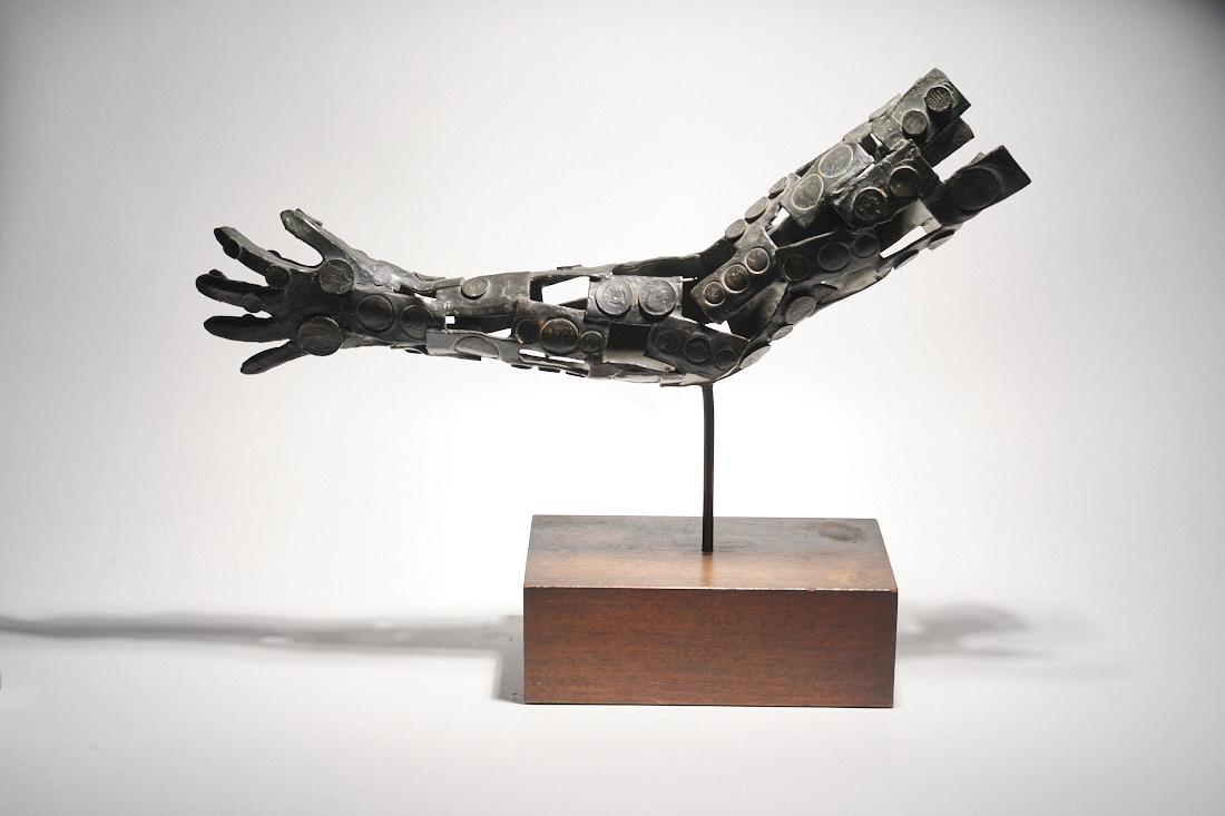 Large Bronze Arm Coin Sculpture (1 of 2)