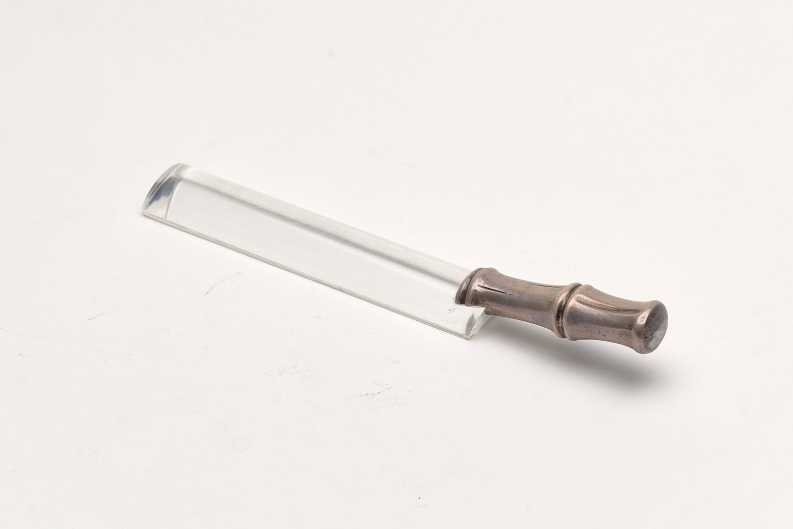 Tiffany & Co Sterling Magnifier: A fine Tiffany & Co sterling silver magnifier with figural bamboo handle. 7.5" x 1"