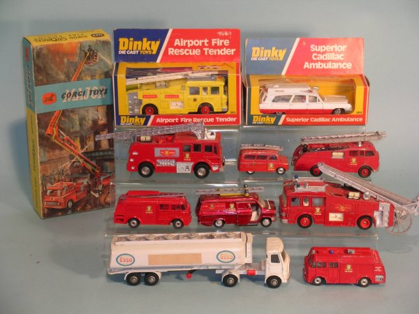 A collection of mainly Dinky Fire Engines and othe