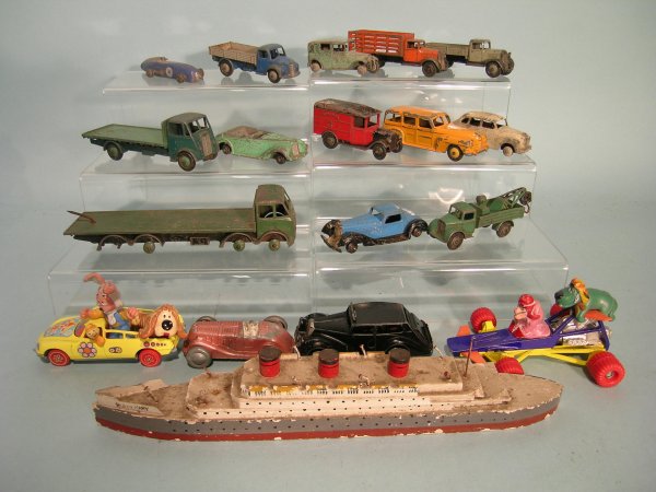 A group of approximately fifteen Dinky Toys from t
