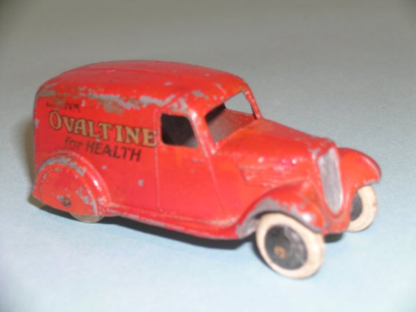 A pre-war Dinky 28 series delivery van in the live