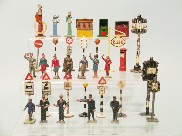 A collection of mainly Dinky roadside accessories