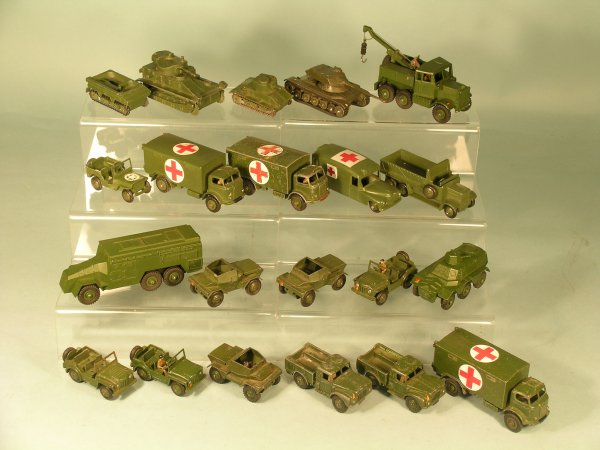 A group of twenty five unboxed Dinky army vehicles
