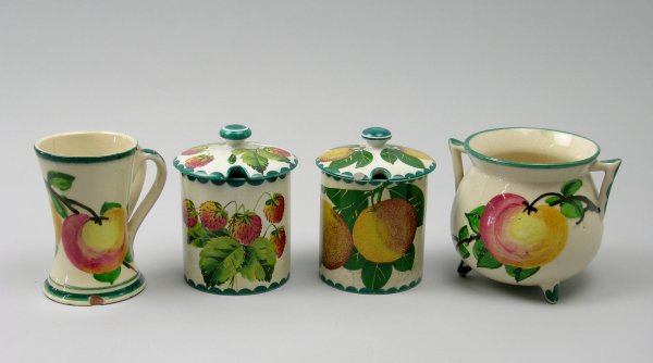 A Wemyss Strawberry pattern preserve jar and cover
