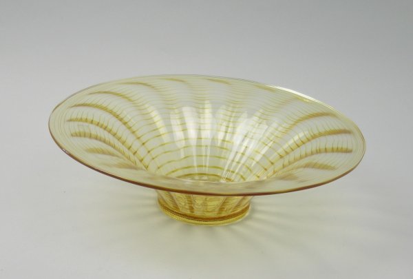 A Whitefriars threaded, ribbed, shallow bowl, 1930