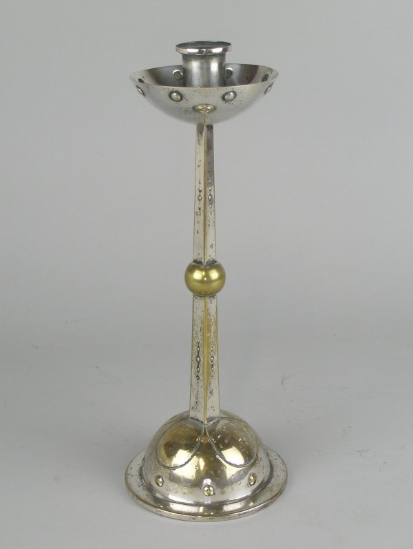 A W M F single candlestick of Arts and Crafts desi