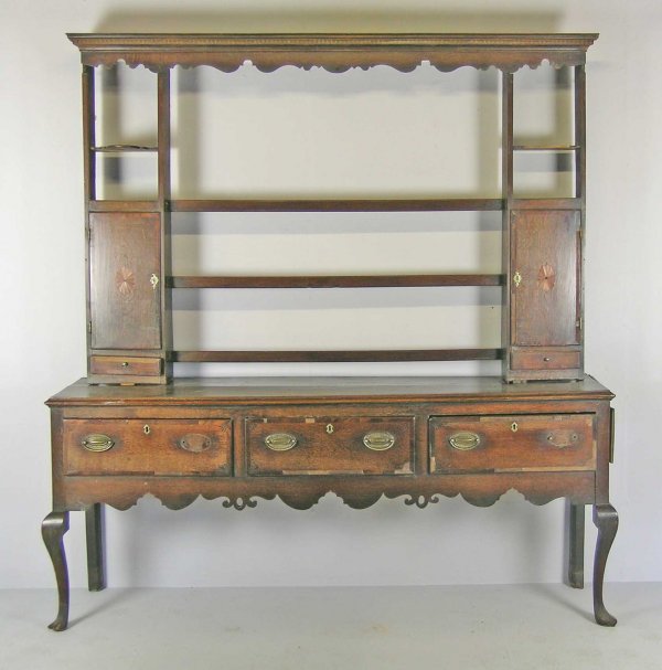 A George III high dresser, oak, Shropshire/West M