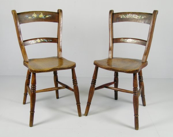 A set of six Victorian bar back kitchen chairs, a