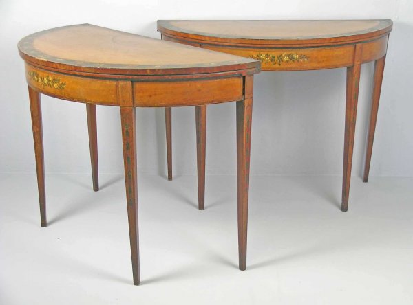 A pair of George III demi-lune fold-over card tab