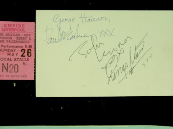 A complete set of Beatles autographs on the rever