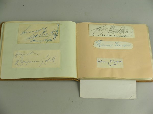 A 1950s leather bound autograph album, containing