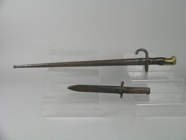 A Gras bayonet and steel scabbard, the blade mark