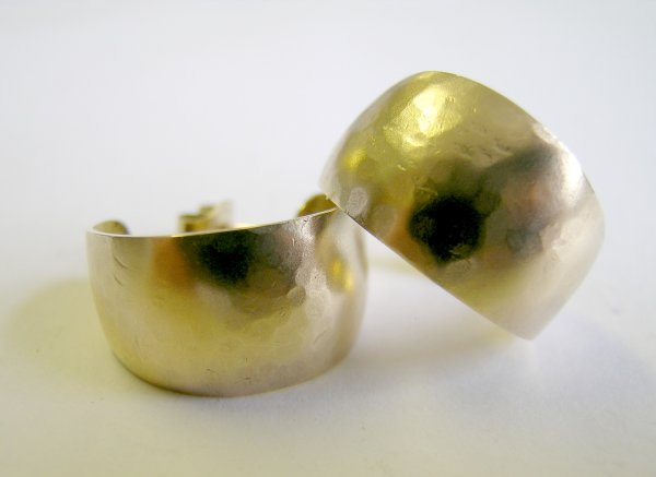 A pair of 9ct yellow gold hoop earrings, made by