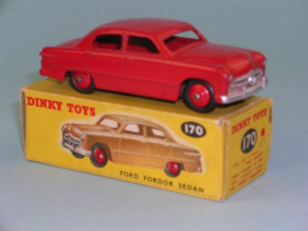 A boxed Dinky Toys No.170 Ford Fordor Sedan in red