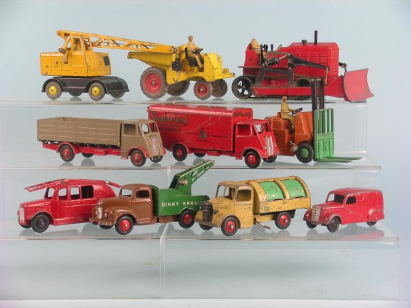 A group of ten post war play worn Dinky Toys, to in