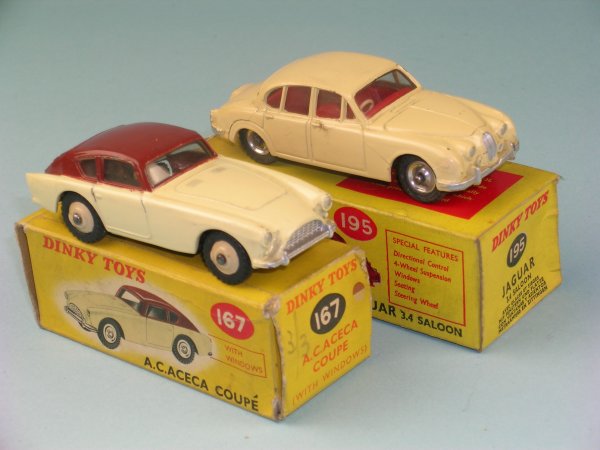 Two boxed Dinky toy cars, the first a No. 167 AC A