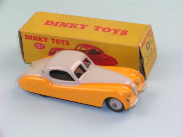 A boxed Dinky Toys No.157 jaguar XK120 Coupe in li