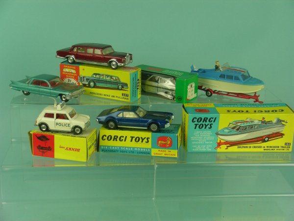 A group of six boxed vehicles dating from the 1960