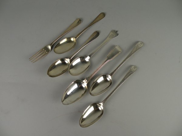 A selection of silver flatware to include; two Ol
