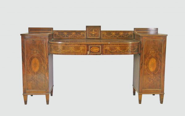A Regency mahogany pedestal sideboard, with marque