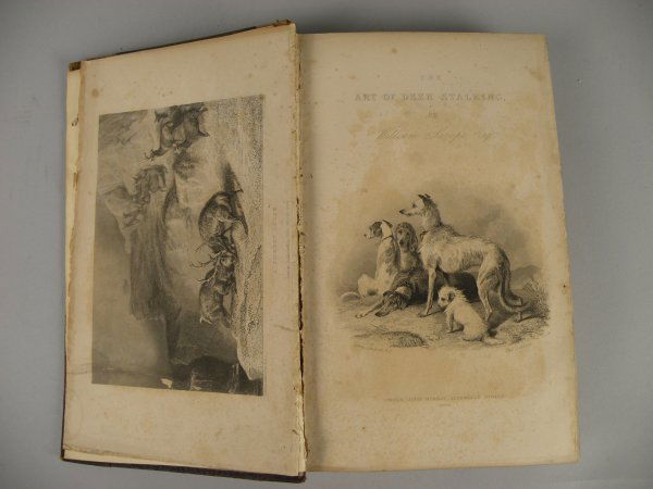 Scrope, William, 'The art of deer stalking' publi: Scrope, William, 'The art of deer stalking' published by John Murray, London 1839, leather spine with maroon boards, 4to