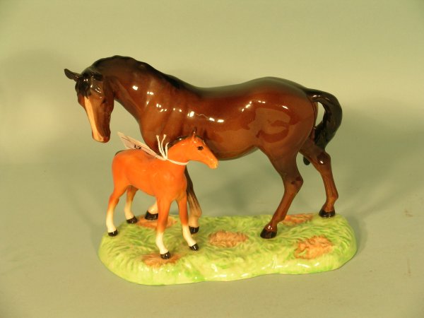 A Beswick Mare and Foal on base, model no.953