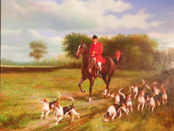 Jack Smith, 'The Hunt Sets Off', oil on board, si: Jack Smith, 'The Hunt Sets Off', oil on board, signed, 15" x 20", also two other oils by different hands (3)