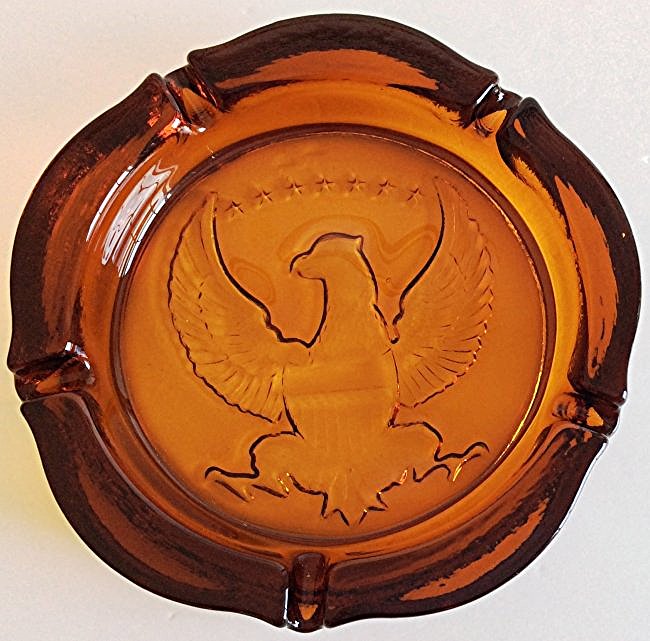 Vintage Large Tiera Amber Glass American Eagle Ashtray