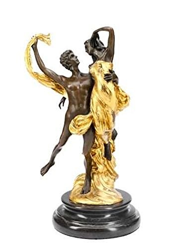 Jean Didier Debut Bronze Sculpture "Lovers Embrace": Jean Didier Debut (French, 1824-1893) Parcel Gilt 11" tall bronze sculpture "Lovers Embrace", signed to base "Jean Debut" and with indistinguishable round foundry mark. A figural sculpture depicting a
