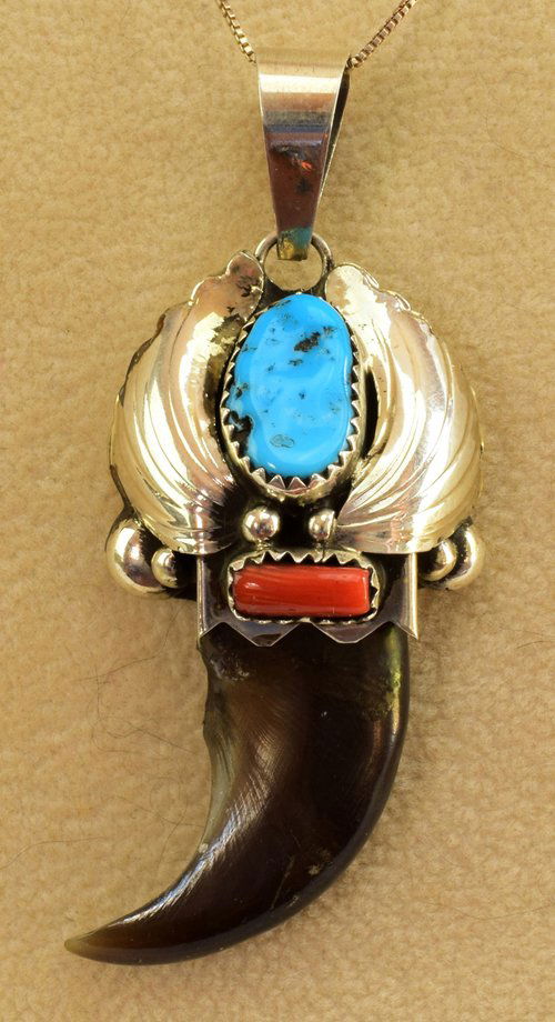 Elaine Sam Navajo Vintage Bear Claw Necklace N691