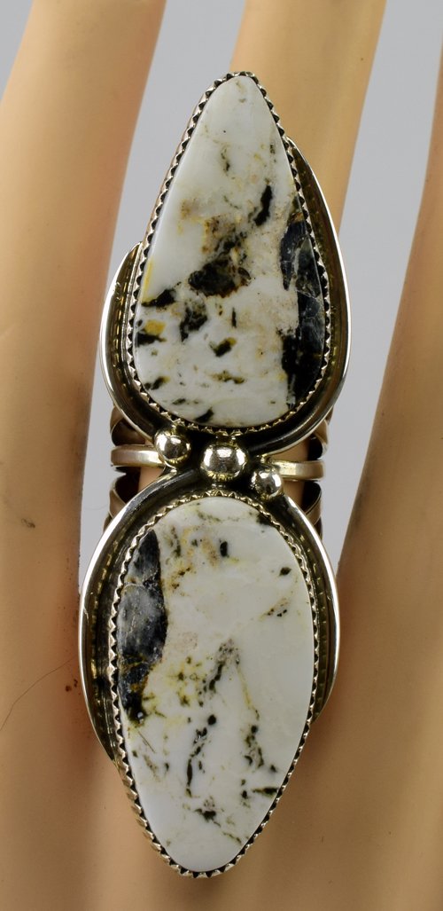 Navajo Sterling Silver Huge White Buffalo Ring (1 of 6)