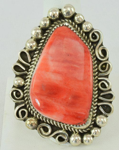 Native American Sterling Large Spiny Oyster Ring (1 of 6)