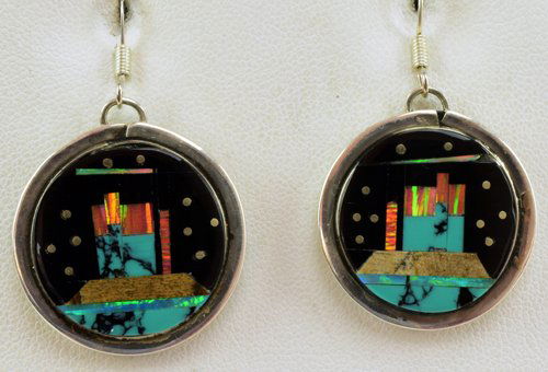 Navajo Sterling Silver Inlay Earrings (1 of 5)