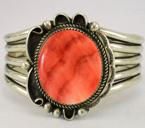 Native American Sterling Spiny Oyster Cuff Bracelet (1 of 4)