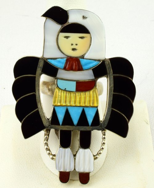 Zuni Sterling Silver Inlay Maiden Ring - Beyuka (1 of 6)