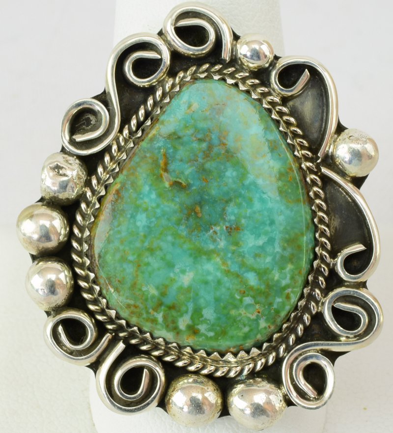 Native American Sterling Silver Green Turquoise Ring (1 of 6)
