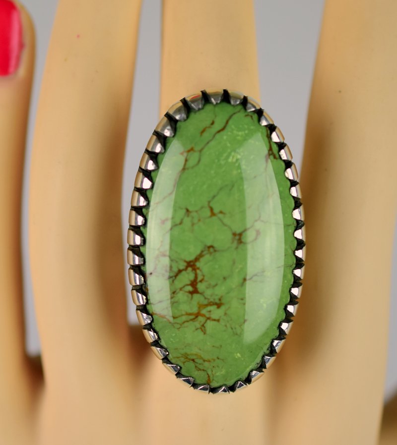 Sterling Navajo Green Turquoise Ring - A.J. Platero (1 of 5)