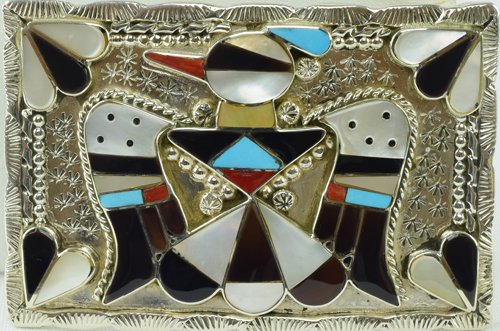 Zuni Sterling Silver Inlay Belt Buckle-Shack (1 of 5)