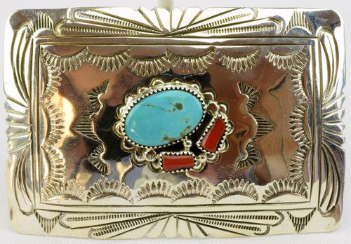 Native American Sterling Silver Belt Buckle (1 of 7)