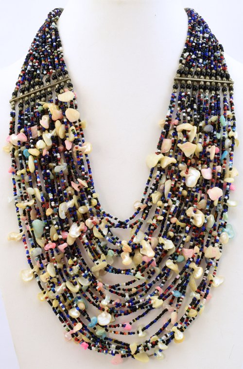 Native American Old Pawn Shell & Bead 28 Stand Necklace (1 of 6)