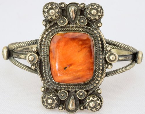 Navajo Sterling Spiny Oyster Cuff by Wallace Yazzie, Jr (1 of 7)