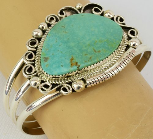 Native American Sterling Turquoise Cuff Bracelet (1 of 6)