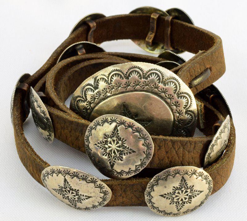 Old Pawn Native American Sterling Silver Concho Belt (1 of 5)