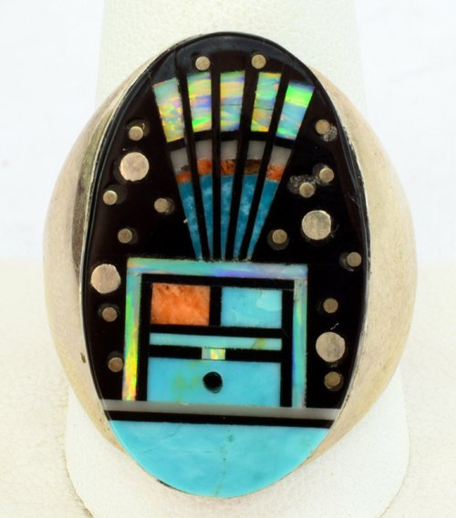 Men's Navajo Inlay Jet Ring by Gilbert Smith (1 of 4)