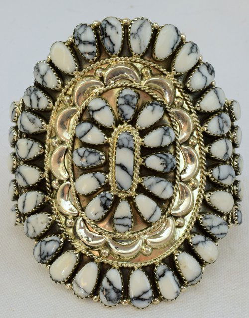 Navajo Sterling White Buffalo Cuff Bracelet (1 of 5)