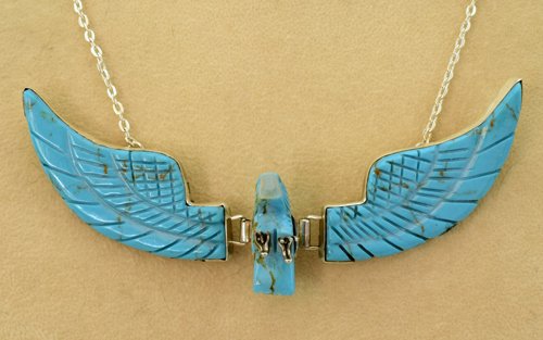 Navajo Sterling Turquoise Eagle Pendant Necklace (1 of 6)