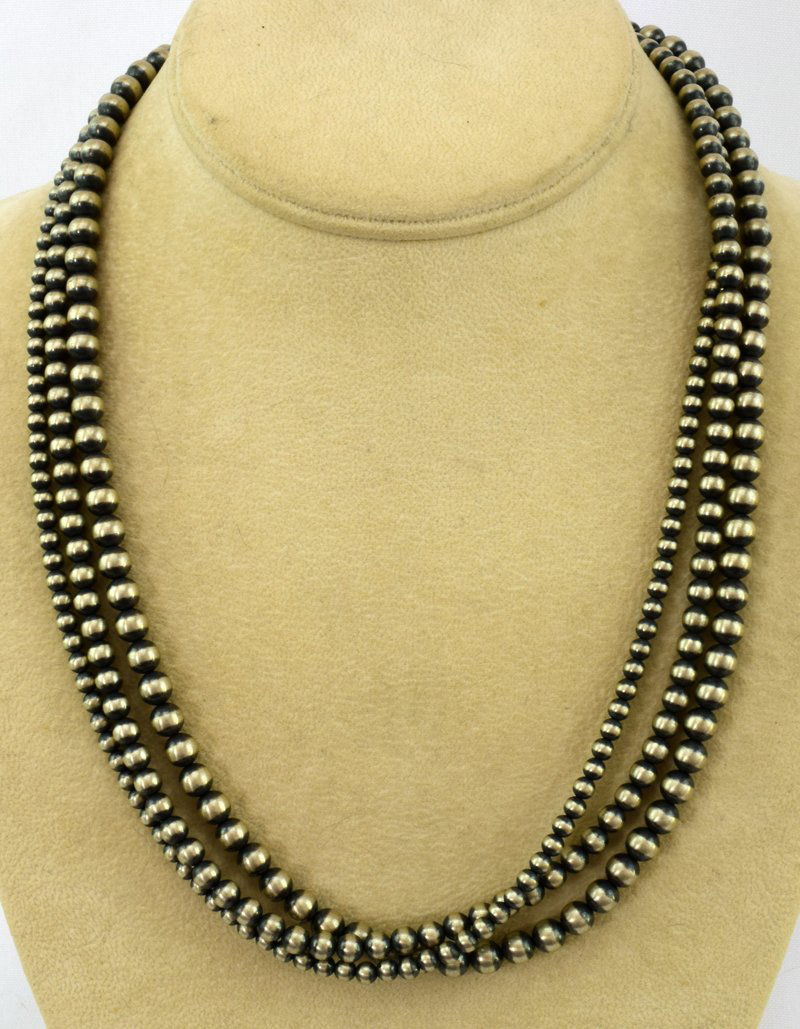 Native American Sterling Navajo Pearl 3 Strand Necklace (1 of 7)