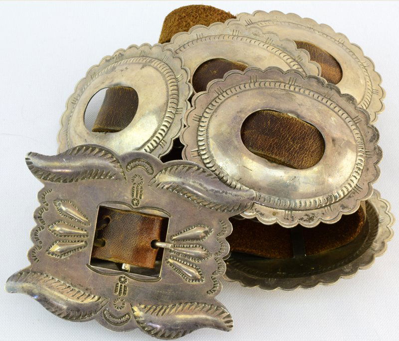Navajo Sterling Old Pawn Concho Belt - 3 inch Conchos (1 of 5)