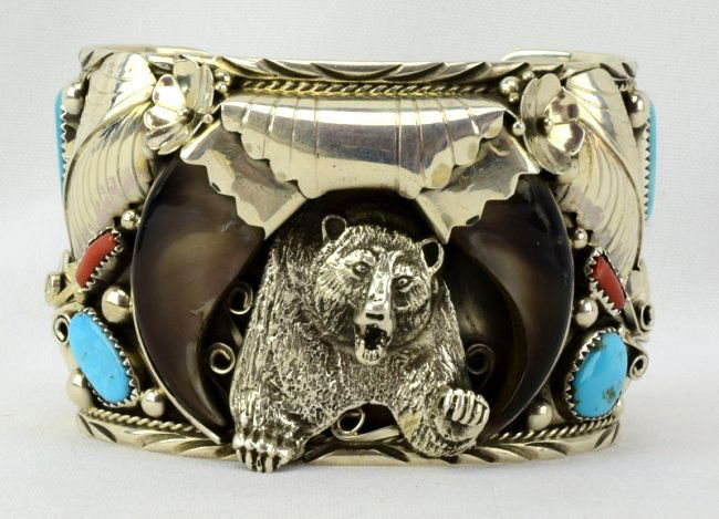 Navajo Sterling Lg. Bear Claw Cuff Bracelet (1 of 6)